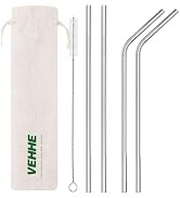 VEHHE Metal Straws Stainless Steel Straws Drinking Straws Reusable - 10.5" Ultra Long 4 + 1 - W/C...