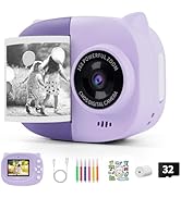 Instant Print Camera Toy for Kids, Girls Birthday Gifts for 3 4 5 6 7 8 Year Old Learning Music S...