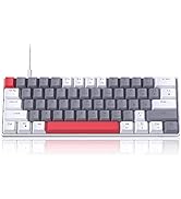 60% Mechanical Gaming Keyboard, White&Grey Gaming Keyboard with Hot Swappable Clicky Blue Switche...