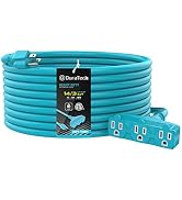DuraTech Extension Cord, 25 ft Outdoor Extension Cord with Multiple Outlets, 14AWG/3C SJTW, 15Amp...