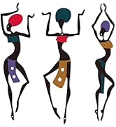 DICYWUDI 3 Pieces African Metal Wall Arts, Rustic Farmhouse Decor, Ethnic Dance Style Drawing Wal...