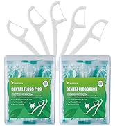 Dental Floss Picks, 2 Travel Floss Cases,100 Counts,Each Individually Wrapped, Dental Flossers,Fl...