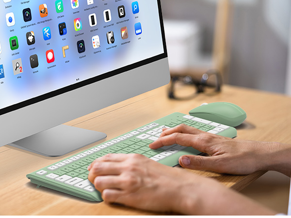 Wireless Keyboard and Mouse Combo, Full Size Silent Ergonomic Keyboard Mouse