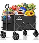 Collapsible Folding Wagon Cart, 350LBS Utility Large Capacity Cart Foldable Wagon with All Terrai...