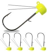 Reaction Tackle Tungsten Mushroom Head Ned Rig Shroom Jig Heads for Finesse Fishing, Weedless Jig...