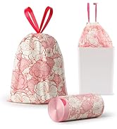 4 Gallon Trash Bags Drawstring, Colorful &amp; Portable Small Trash Bags with Chinese Plum Blossom Pr...