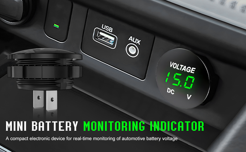 DC 12V 24 V Voltmeter Gauge, Car LED Digital Display Round Panel Voltage Gauge Meter