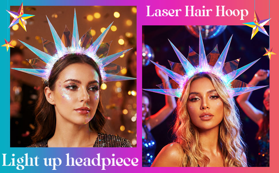 Led Crown Headbands Light Up Headband Flashing Costume Hair Accessories for Women
