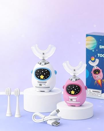 FanHwaDaiMung kids u shaped electric toothbrush set with brush heads and Type C charging cable