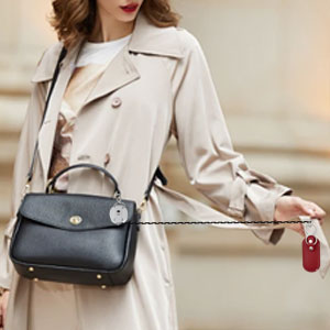 Leather Case with Anti-Theft Retractable Keychain