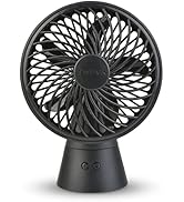 Treva 5 Inch Rechargeable Oscillating Fan, USB Charging Port, 3 Speed Circular Cooling Design Por...
