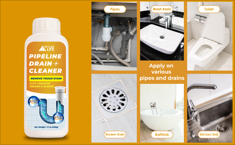 skylarlife pipeline drain cleaner apply on various pipes and drains