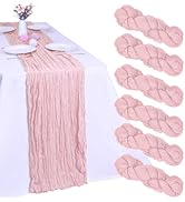 RestfulGlow 6 Pack Pink Cheesecloth Table Runner Valentine’s Day 10FT Cheese Cloth Boho Gauze Fab...
