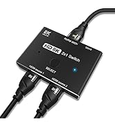 CABLEDECONN HDMI 2.1 Ultra HD 8K High Speed 48Gbps Directional Switch Adapter 2in 1out 8K@60Hz 4K...