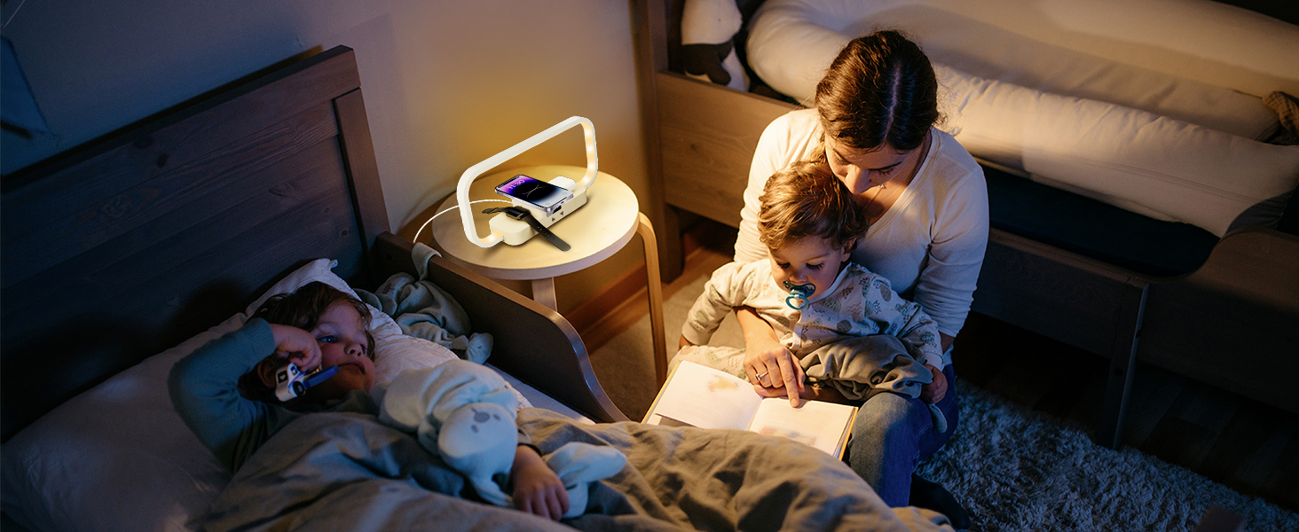 3 in 1 table lamp wirelss charger and night