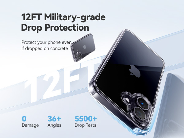 iphone 16 case crystal clear military grade drop protection