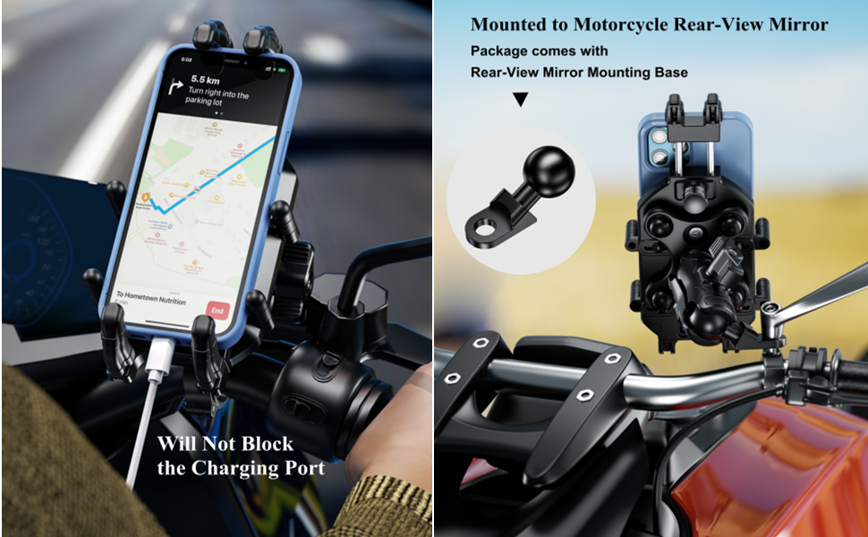 Can be mounted to handlebars or rear motorcycle mirrors