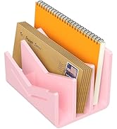 Beego Envelope and Mail Organizer Countertop - 3 Compartments Pink Acrylic Desk Organizer Letter ...