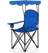 ALPHA CAMP Oversized Camping Chair with Shade Canopy, Folding Lawn Chairs with Cup Holders, Campi...