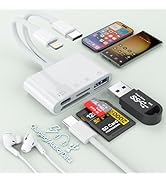 SD Card Reader for iPhone iPad, 6-in-1 Lightning to USB Adapter with SD/TF Card, Type C Audio Ada...