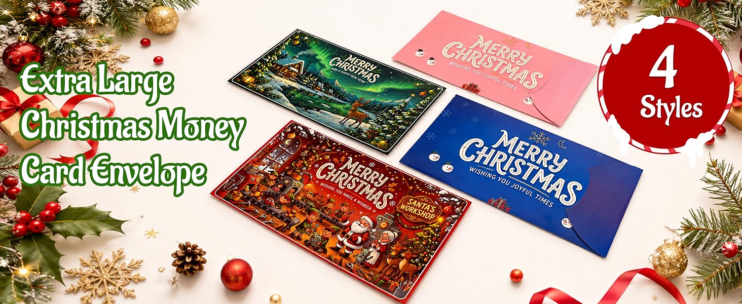 Extra Large Christmas Money Holders for Cash, Christmas Gift Card Holder