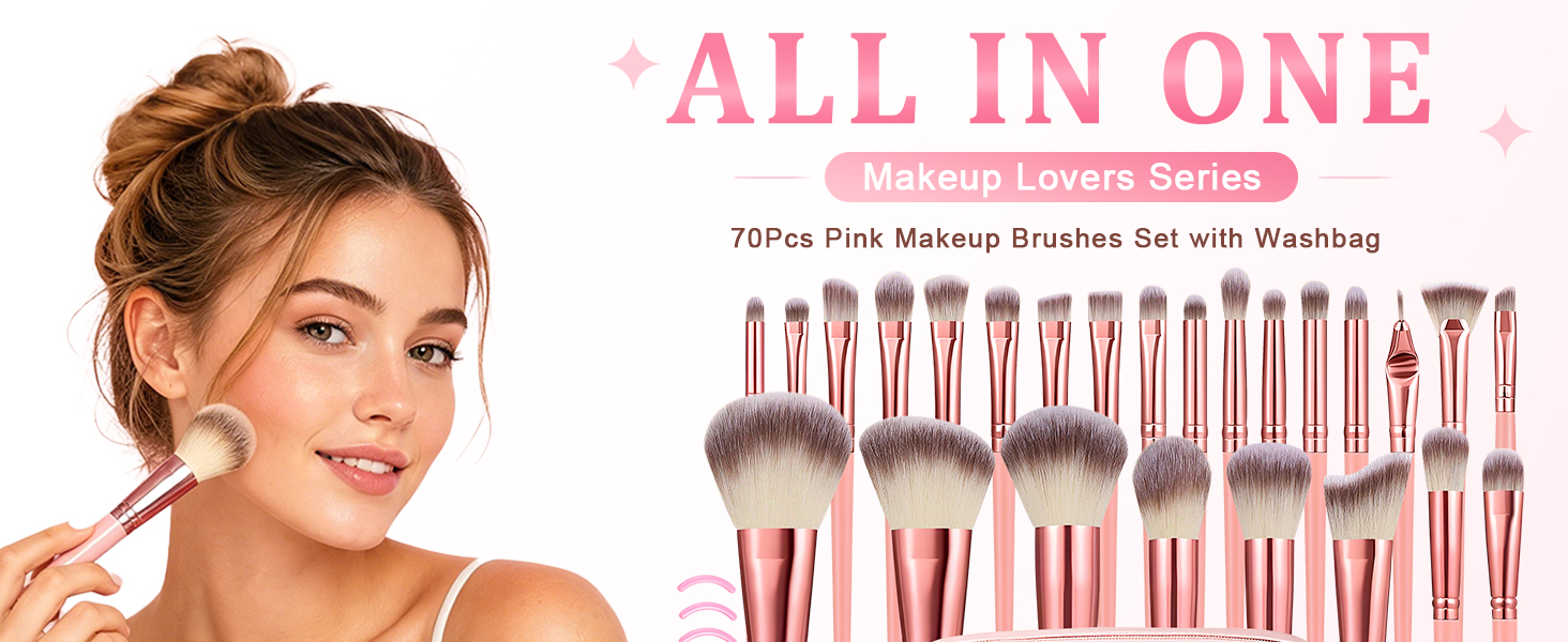 Pink Makeup Brushes Set