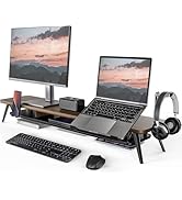 Fenge Dual Monitor Stand, Monitor Riser for 2 Monitors with Adjustable Laptop Riser , 42.5 Inch D...