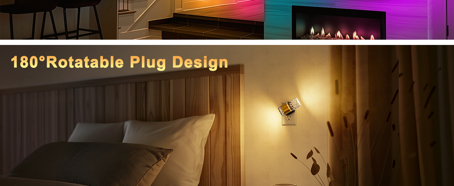 rotating night light wide application for bathroom bedroom kitchen hallway living room