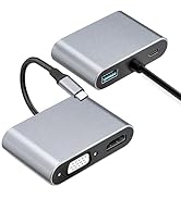 USB C to VGA HDTV MultiPort Adapter, Ultra Portable 4-in-1 USB Type-C Multiport 4K HDTV VGA Port ...