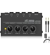 HSCLPM Headphone Amplifier with Audio Cable, HA400 4-Channel Metal Stereo Audio Amplifier, Mini E...