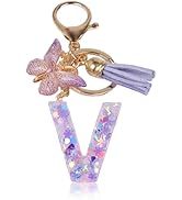 HaimiLiya Initial Letter Keychains for Women Girls, Cute Keychain Charm with Tassel Butterfly for...