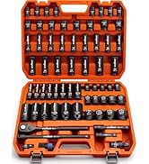 HORUSDY 1/2" Drive Impact Socket Set, 67 Piece, SAE (3/8" to 1-1/4") and Metric (8-24mm), 6 Point...