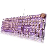 EWEADN Typewriter Style Mechanical Keyboard, Wired Typewriter Keyboards,104 Keys Backlit LED Meta...