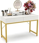 WESTREE Women Makeup Vanity Desk with 2 Drawers - Bedroom Home Office Desk, Wooden Height Monitor...