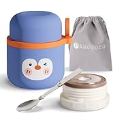 Pawovdeq 13 oz Kids Stainless Steel Soup Bento Lunch Thermos For Hot Food,Vacuum Insulated Food J...