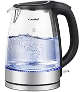 COMFEE' Glass Electric Tea Kettle &amp; Hot Water Kettle Electric, 1.7L Electric Kettle with LED Indi...