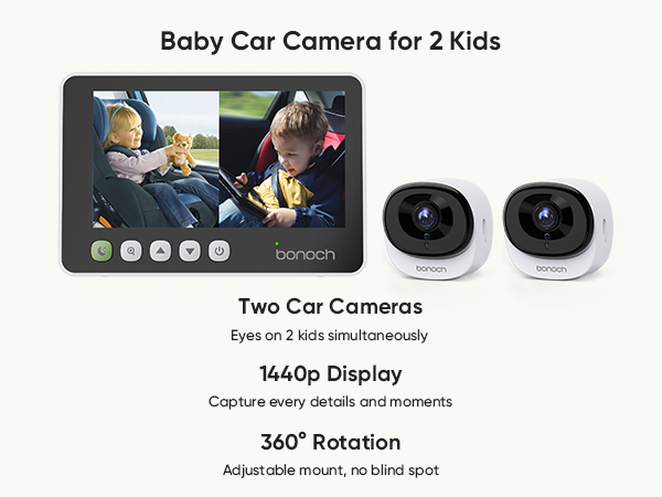 bonoch 2-in-1 Car Home Dual-Use Baby Monitor, 5