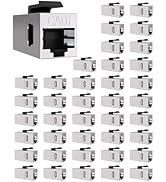 VANDESAIL 40 Pack Cat 6 Shielded Keystone Coupler, Cat6 Keystone Jacks Female to Female RJ45 Coup...