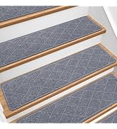 DailyCuddles Stair Treads for Wooden Steps 15 PCS - 8’’ x 30’’, Non Slip Stair Runner, Machine Wa...