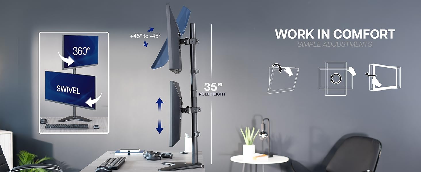 Dual Ultrawide Vertical Monitor Stand