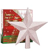 URATOT Glittered Christmas Star Tree Topper Christmas Decorative Holiday Treetop Shatterproof Sta...