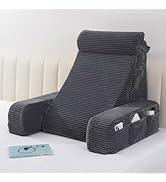 Vekkia Adjustable Reading Pillow &amp; Back Pillow with Backrest – Zoned Multi-Density Foam for Targe...