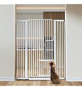 COMOMY 55.1" Extra Tall Pet Gate for Cats, 29.5-43" Extra Wide Cat Gate with Adjustable Cat Door,...