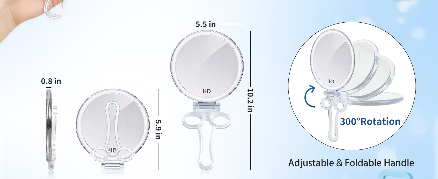 10x 20x 30x 40x magnifying mirror, hand mirror, handheld mirror, travel makeup mirror, small mirror