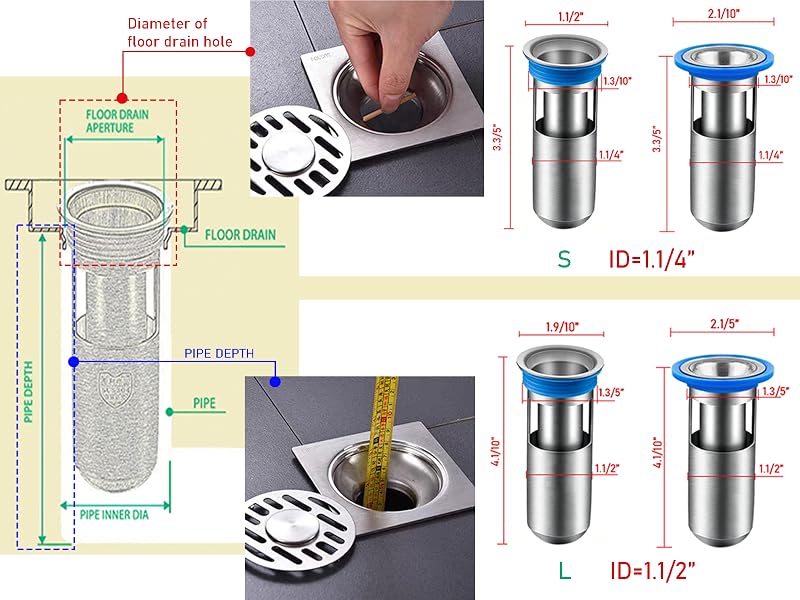 Two different diameters, choose according to the diameter of the floor drain hole