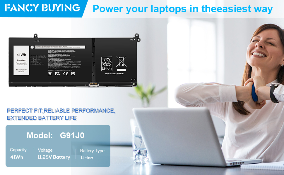 G91J0 / V6W33 / TN70C / 927N5 / 0927N5 / 0VKYJX / 0WV3K8 battery