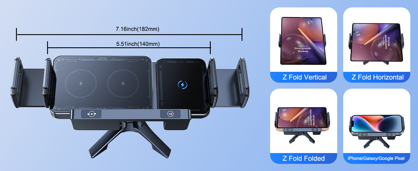 Wireless Car Charger Mount Holder for Samsung Galaxy Z Fold 6 5 4 3 2