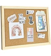 Cork Board Bulletin Board, Corkboard for Walls with Oak Wood Frame, Small Wall Mounted Cork Board...