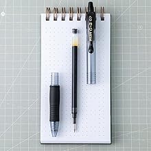 Photo shows a deconstructed G2 Fine pen with a clear view of the ink cartridge
