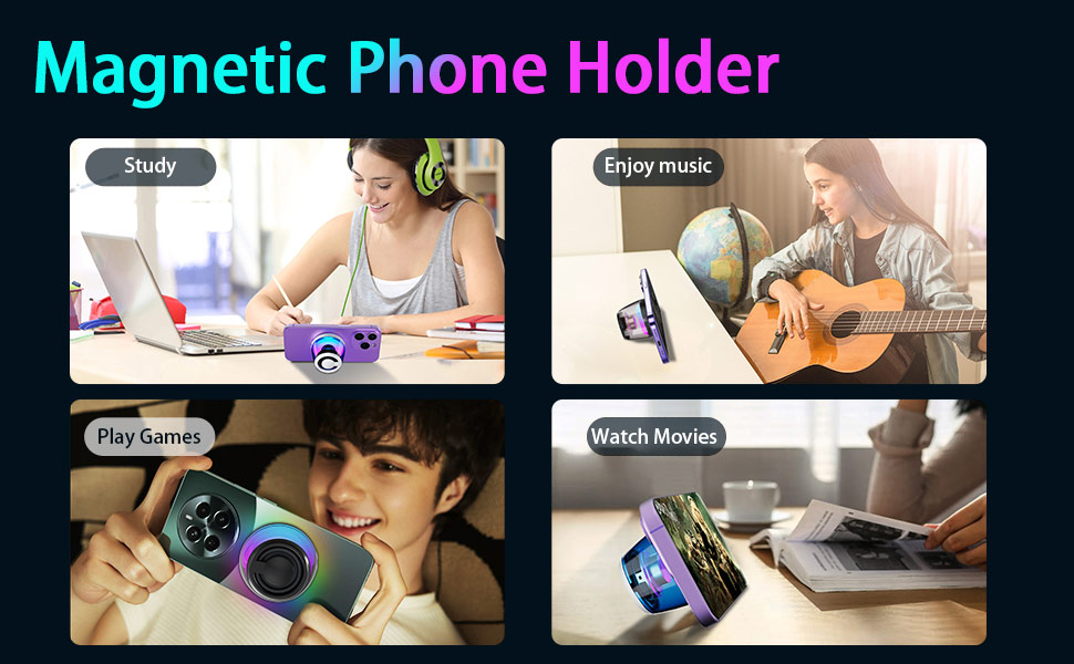 Magnetic phone holder speaker